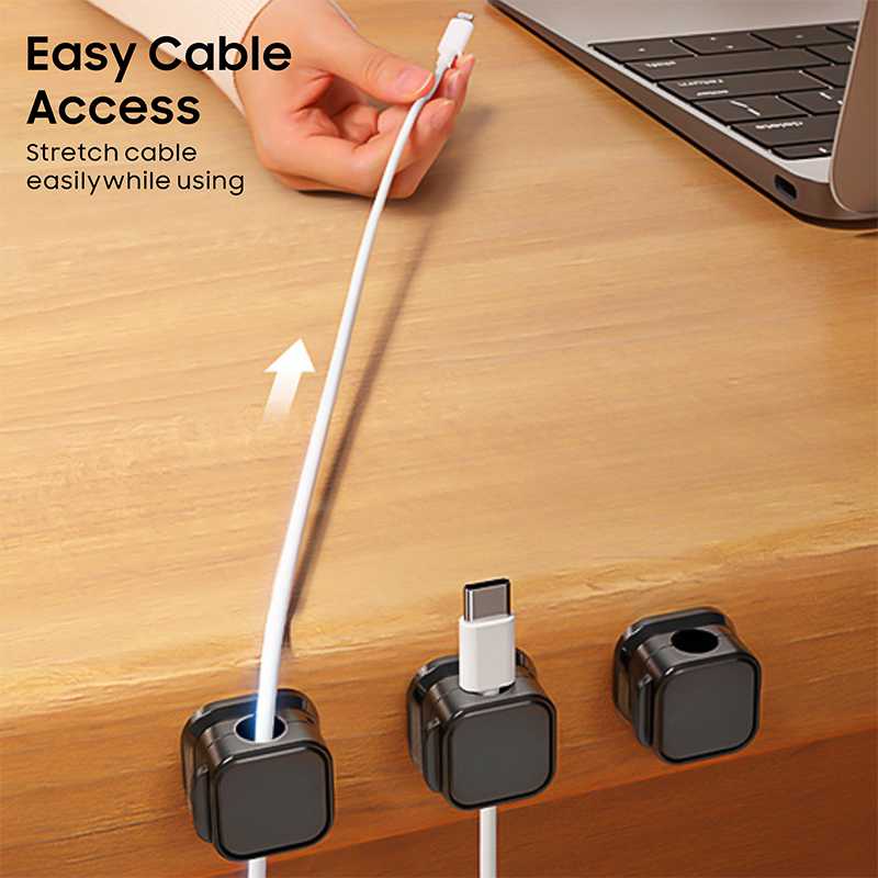 6 Pack Magnetic Cable Clips- Black