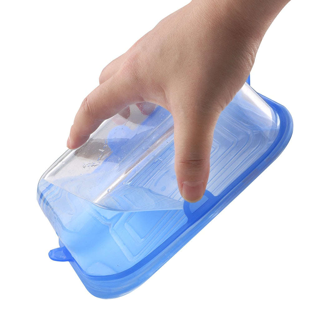 6 Pack Square Stretchable Silicone Lids-White