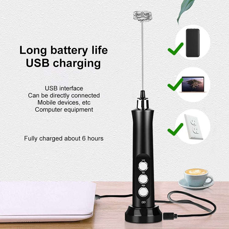 WhipCharge Handheld Electric Milk Frother with Charging Base - Blue
