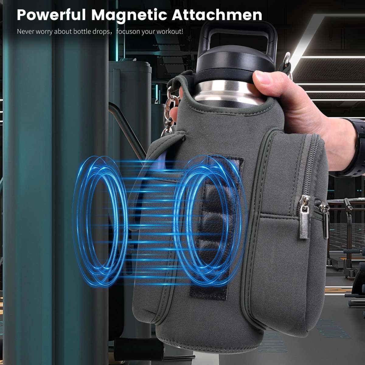 Magnetic Water Bottle Gym Sleeve - Black