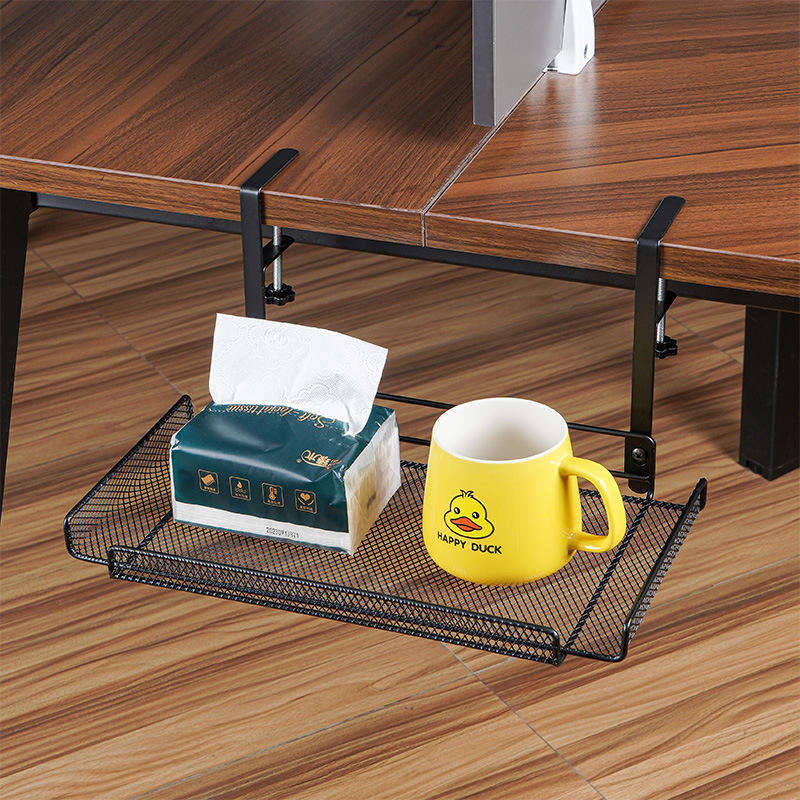 Clamp-on Under Desk Storage Basket - White