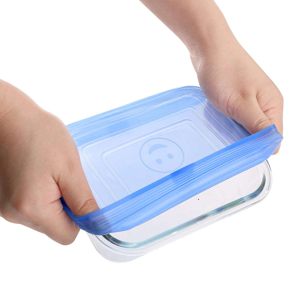 6 Pack Square Stretchable Silicone Lids-White