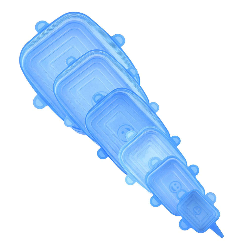 6 Pack Square Stretchable Silicone Lids-White
