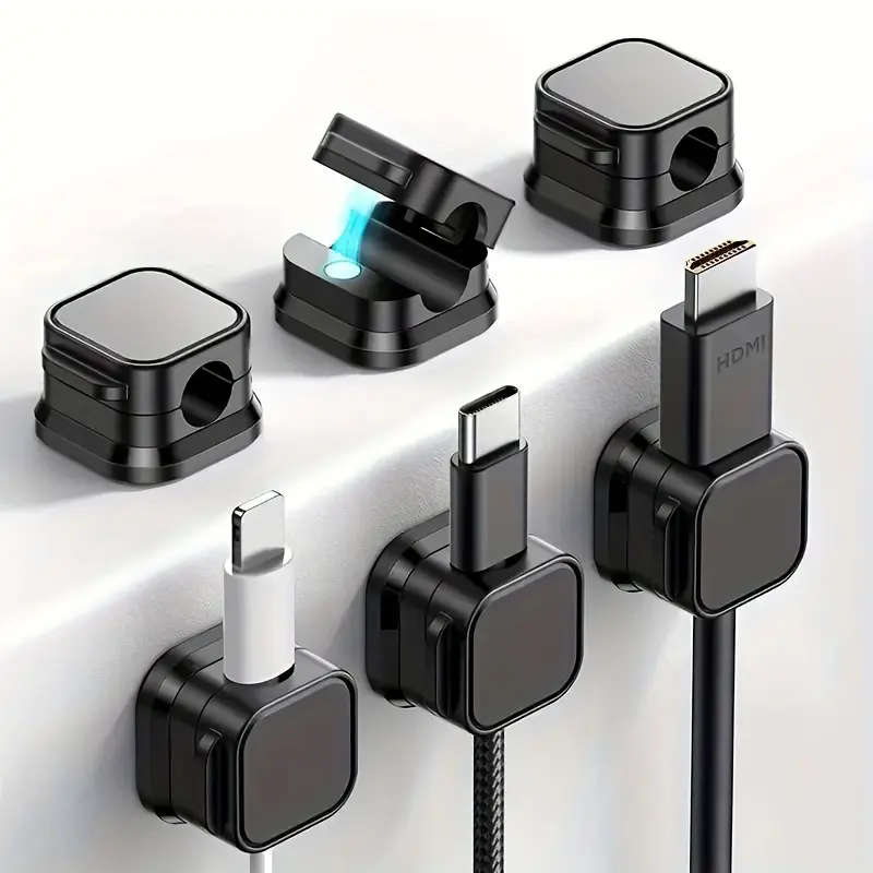 6 Pack Magnetic Cable Clips- Black