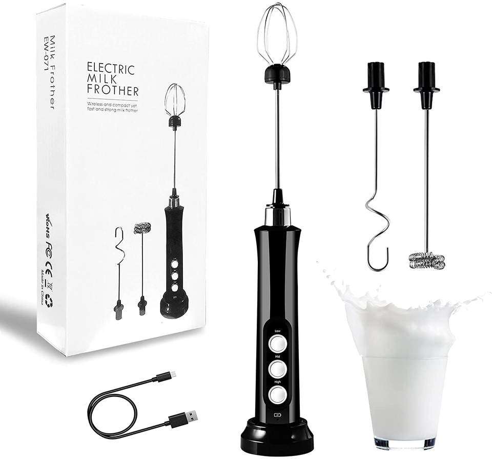 WhipCharge Handheld Electric Milk Frother with Charging Base - Blue