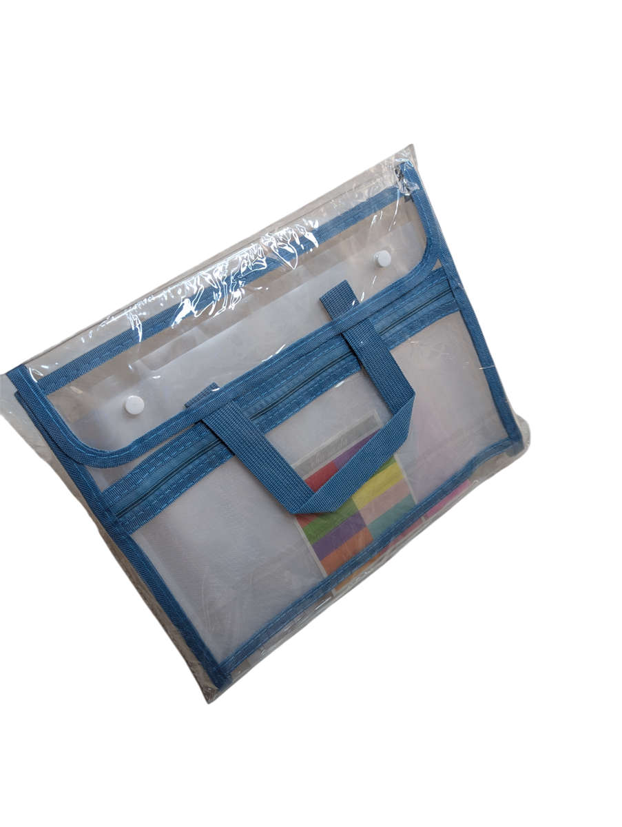 12 Pocket Transparent A4 File Organizer with Zip - Blue