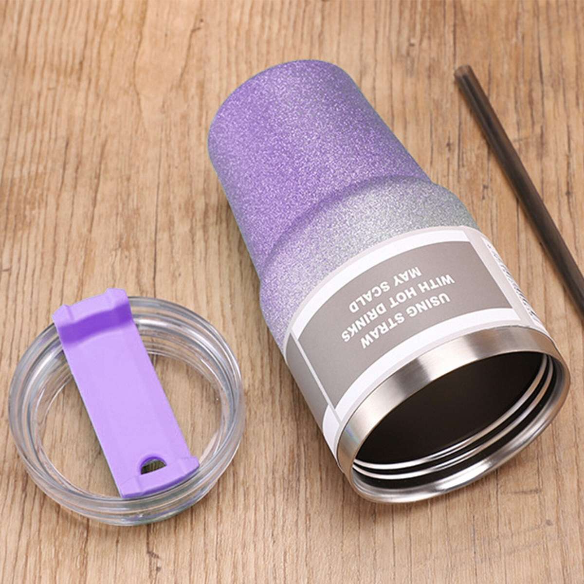 620ml Stainless Steel Glitter Insulated Bottle - Pink
