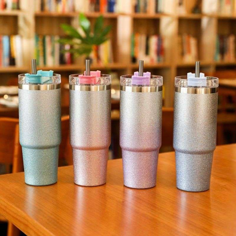 620ml Stainless Steel Glitter Insulated Bottle - Pink