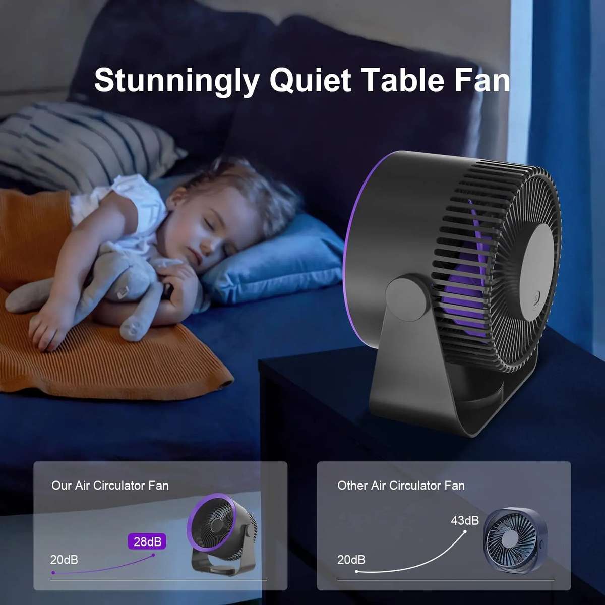 Rechargeable Portable Desktop Fan Ventilator/Grey