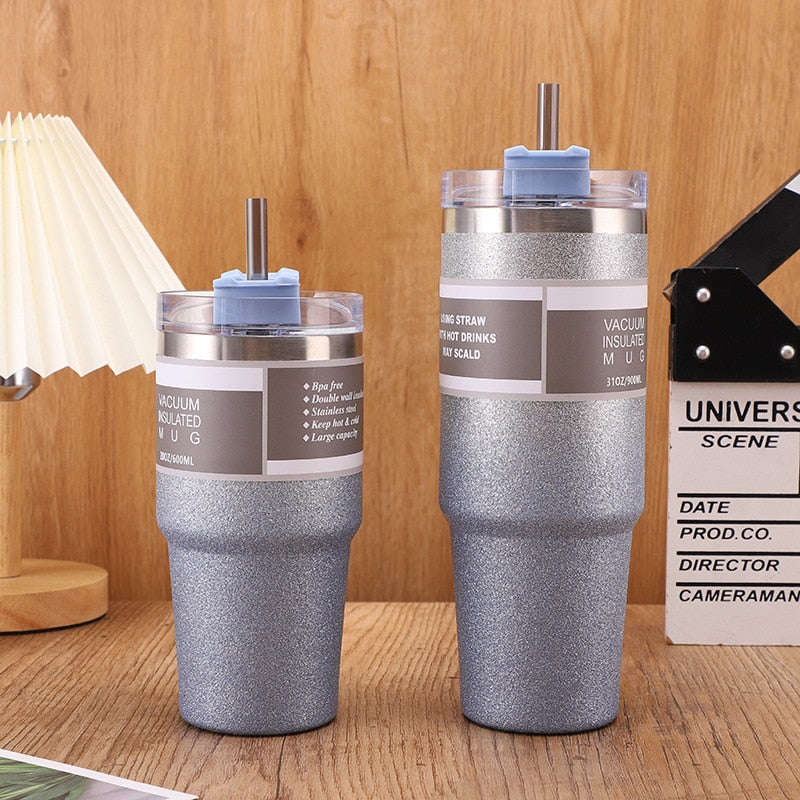620ml Stainless Steel Glitter Insulated Bottle - Pink
