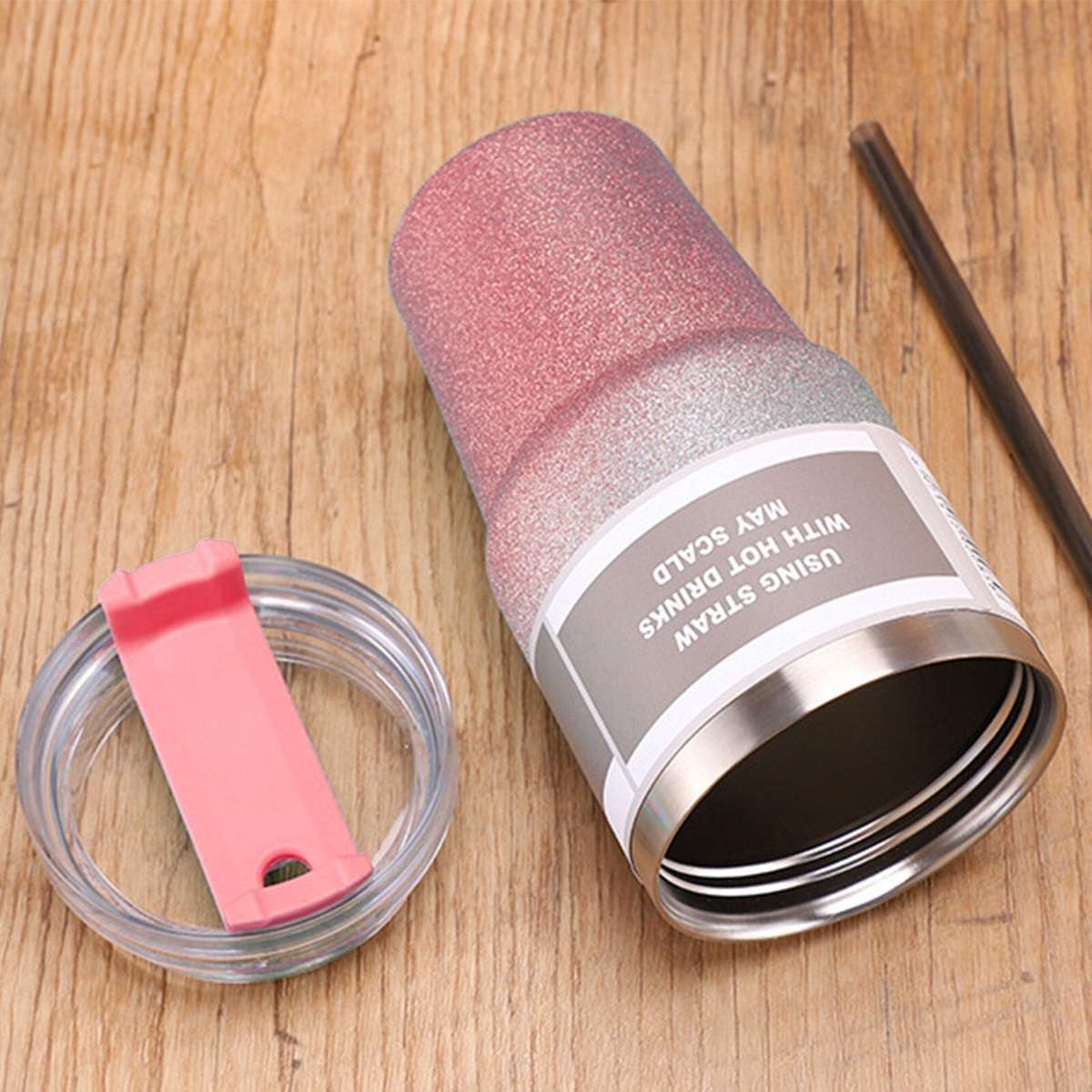 620ml Stainless Steel Glitter Insulated Bottle - Pink