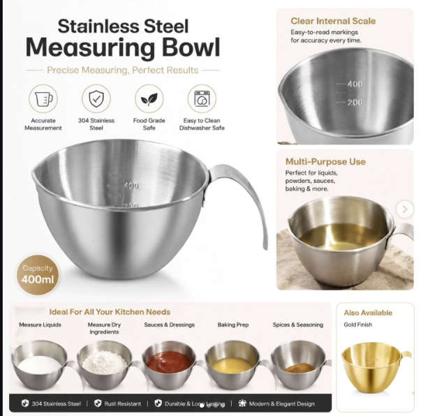 ProMeasure Stainless Steel Measuring Bowl-GOLD