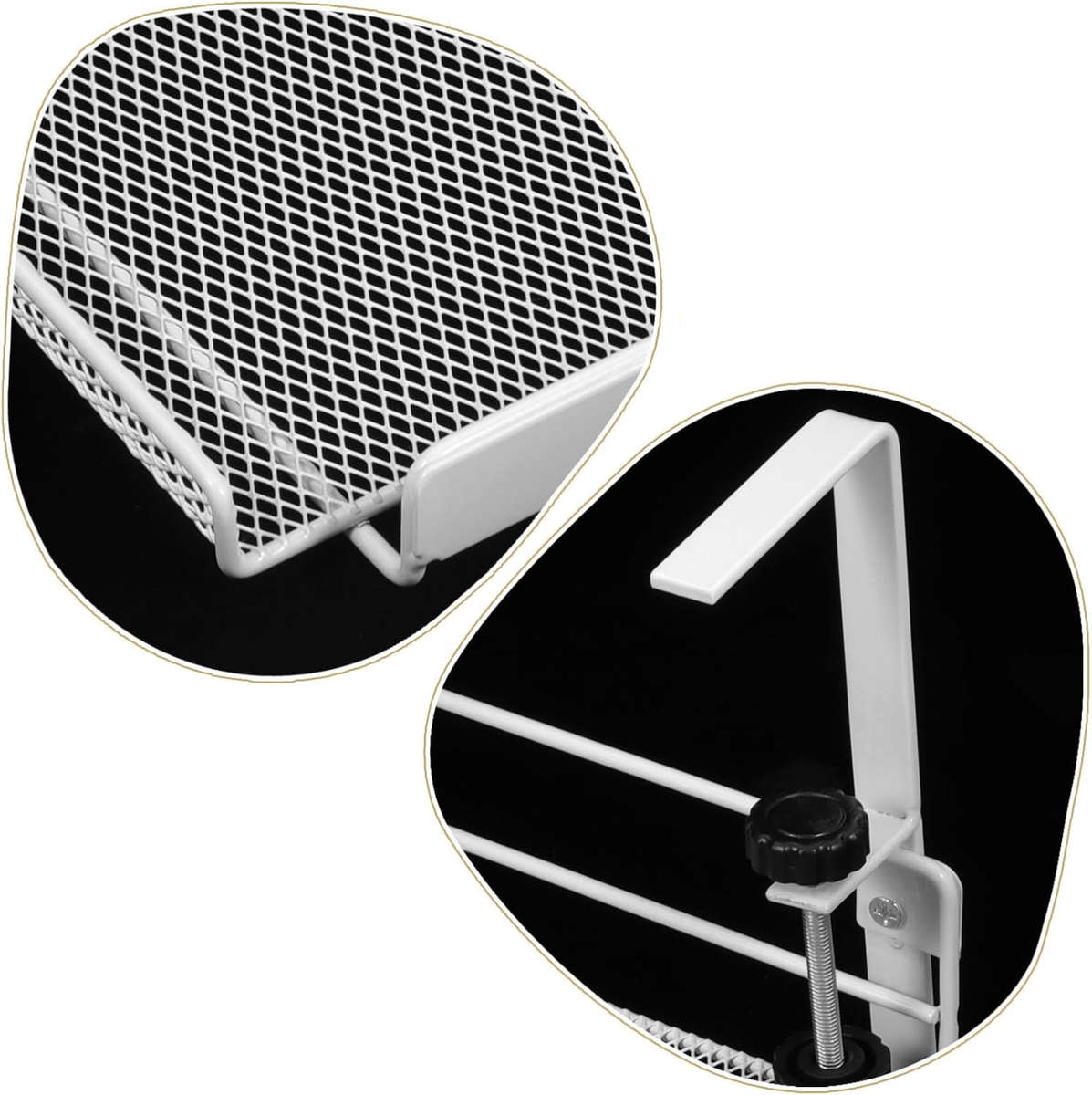 Clamp-on Under Desk Storage Basket - White