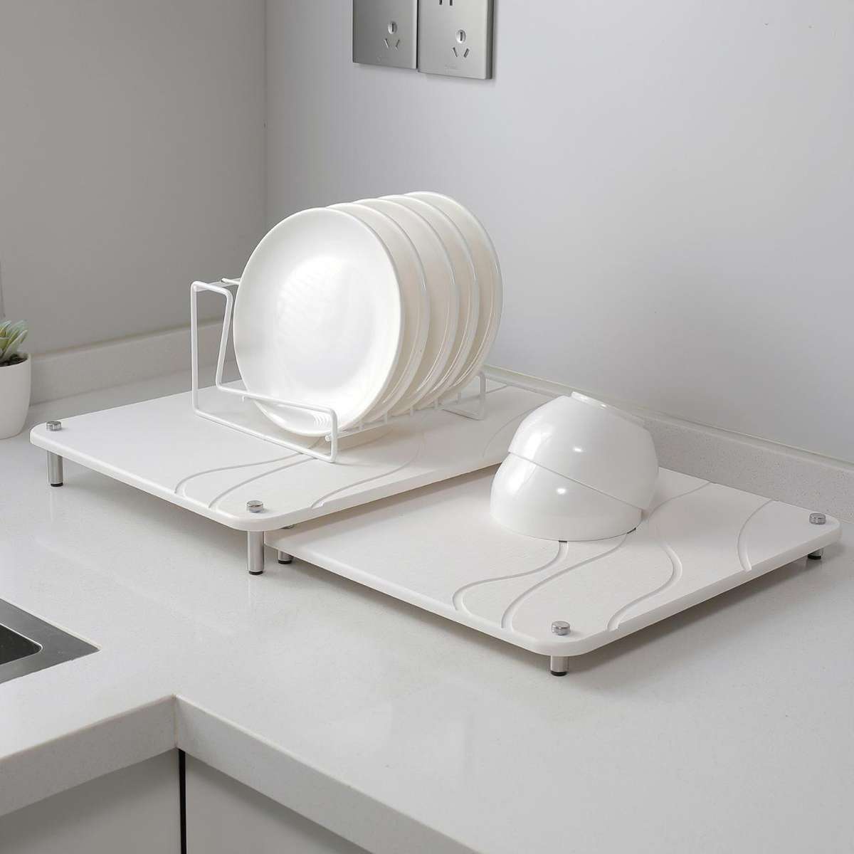 QuickDry Stone Dish Mat Set - Grey