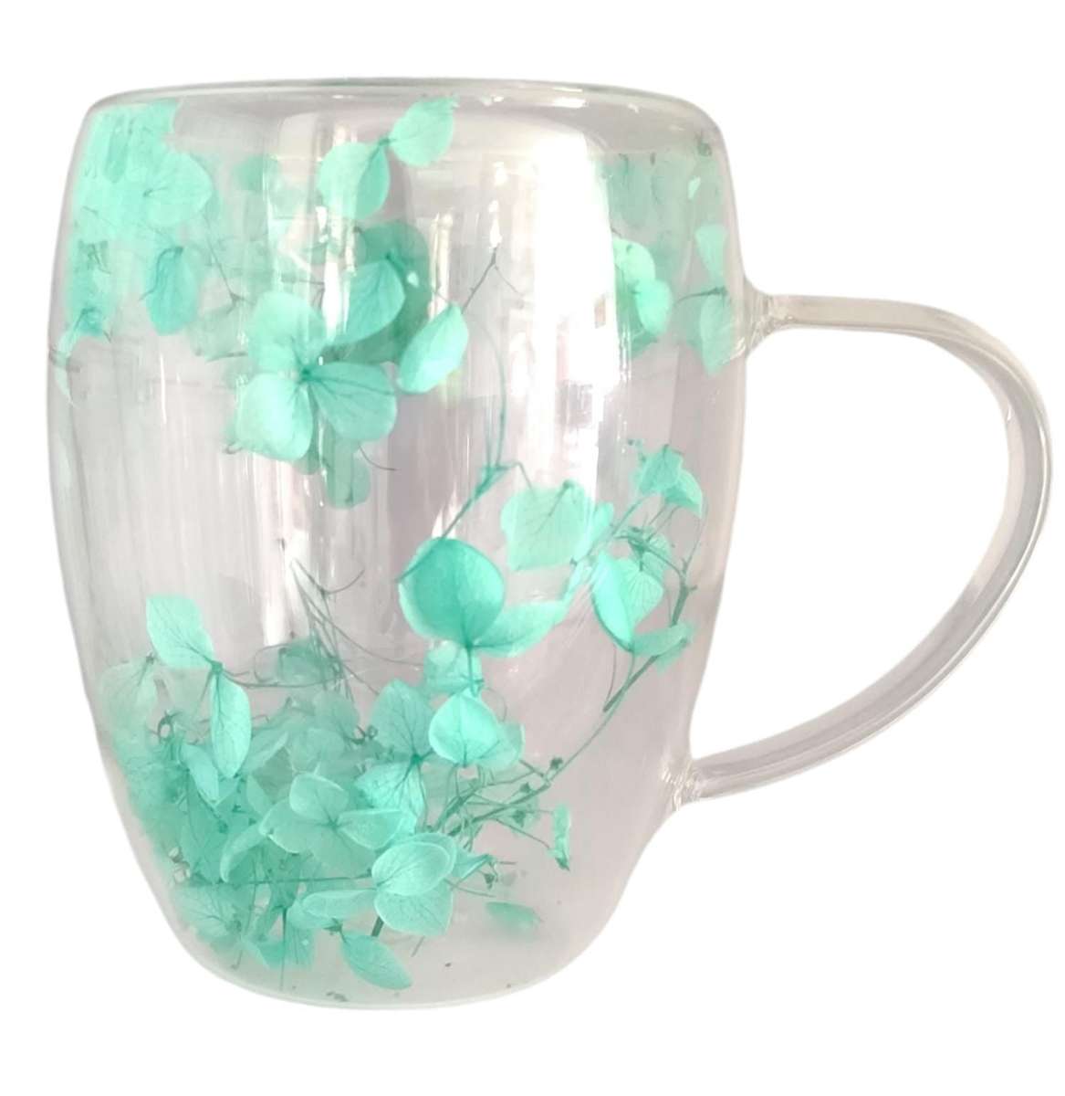 350ml Flower Petals Double Walled Glass Coffee Mug-Yellow