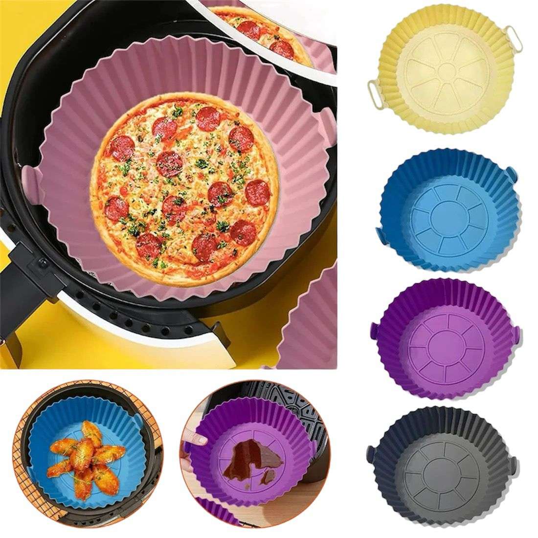 20cm Air Fryer Silicone Plate With Handle-BLUE