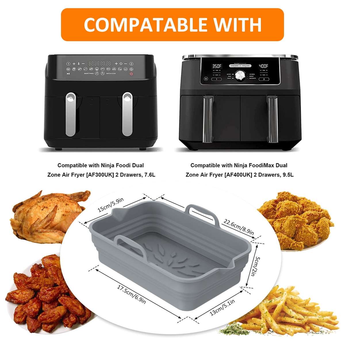 Rectangular Foldable Silicone Tray-Grey