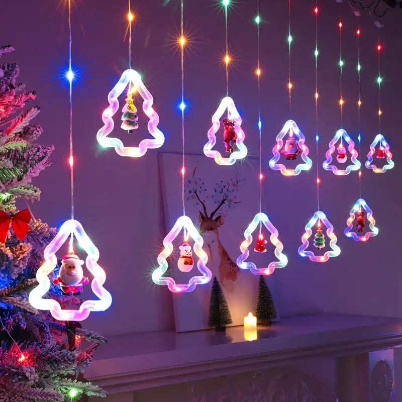 FestivaGlow Christmas Curtain String Lights  3M, 120 LEDs, USB Powered, Remote Controlled