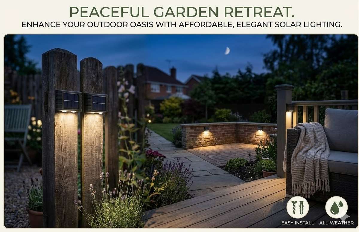 Solar Wall Lights  2Pack Compact Outdoor Lamps