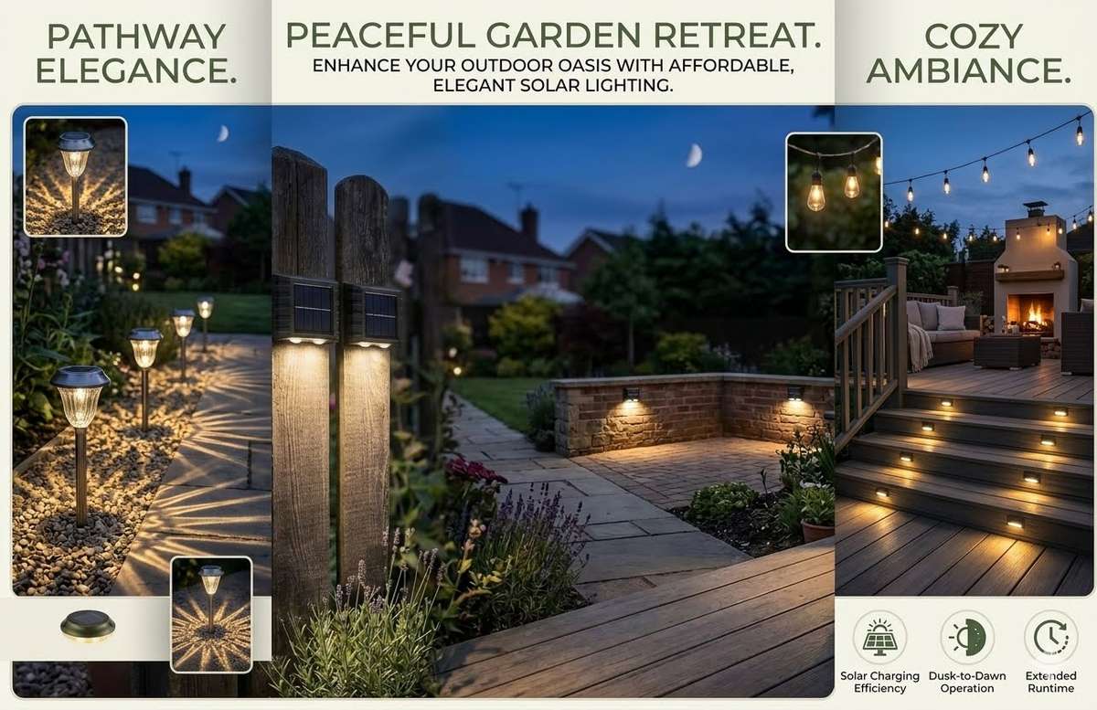 Solar Wall Lights  2Pack Compact Outdoor Lamps