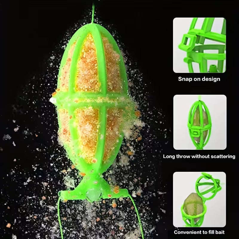Fishing Bait Atomizer Cage Feeder Set  4-Pack with Dual Hooks