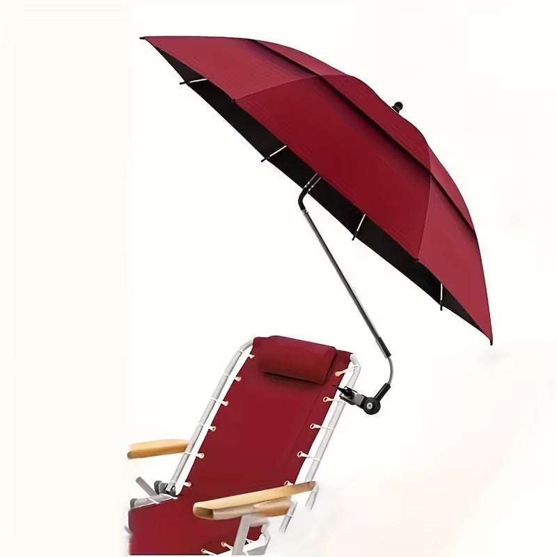 Beach Umbrella with 360° Adjustable Clamp - Red