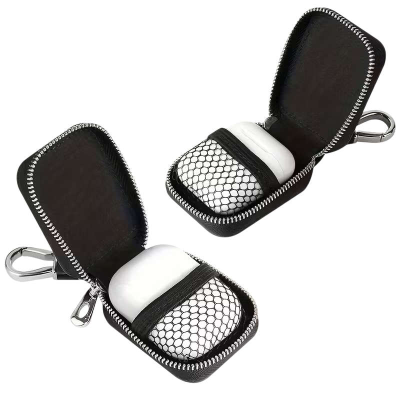 Faux Leather Mini Keychain Pouch & Earbuds Case