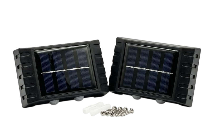 Solar Wall Lights  2Pack Compact Outdoor Lamps