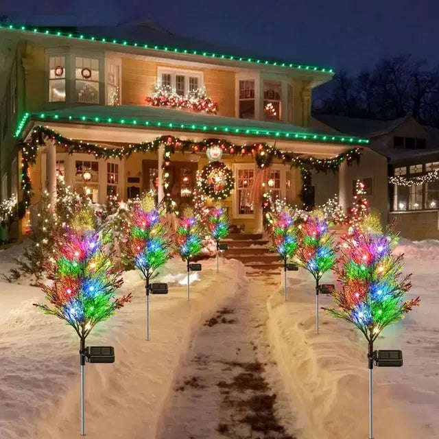 2 pack SolarGlow LED Christmas Tree Lawn Light  Waterproof, Colorful, Auto-On