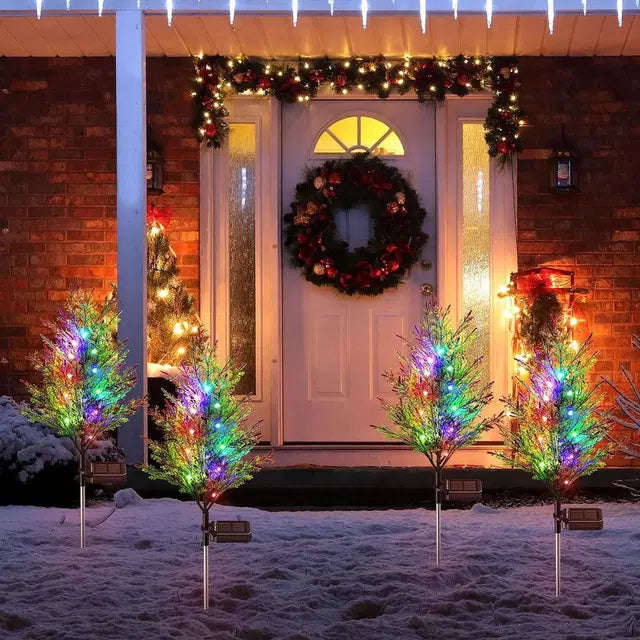 2 pack SolarGlow LED Christmas Tree Lawn Light  Waterproof, Colorful, Auto-On