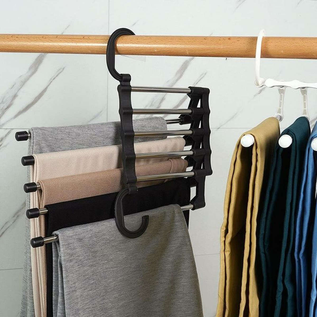 5in1 Foldable Pants Hangers  SpaceSaving Wardrobe Organizer