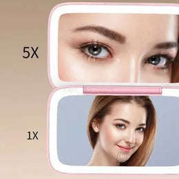 Rechargeable LED Makeup Mirror  DualSided with 5X Magnification - White