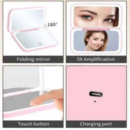 Rechargeable LED Makeup Mirror  DualSided with 5X Magnification - White