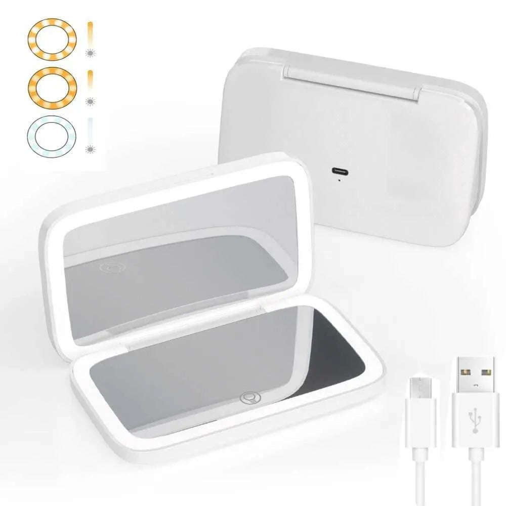 Rechargeable LED Makeup Mirror  DualSided with 5X Magnification - White