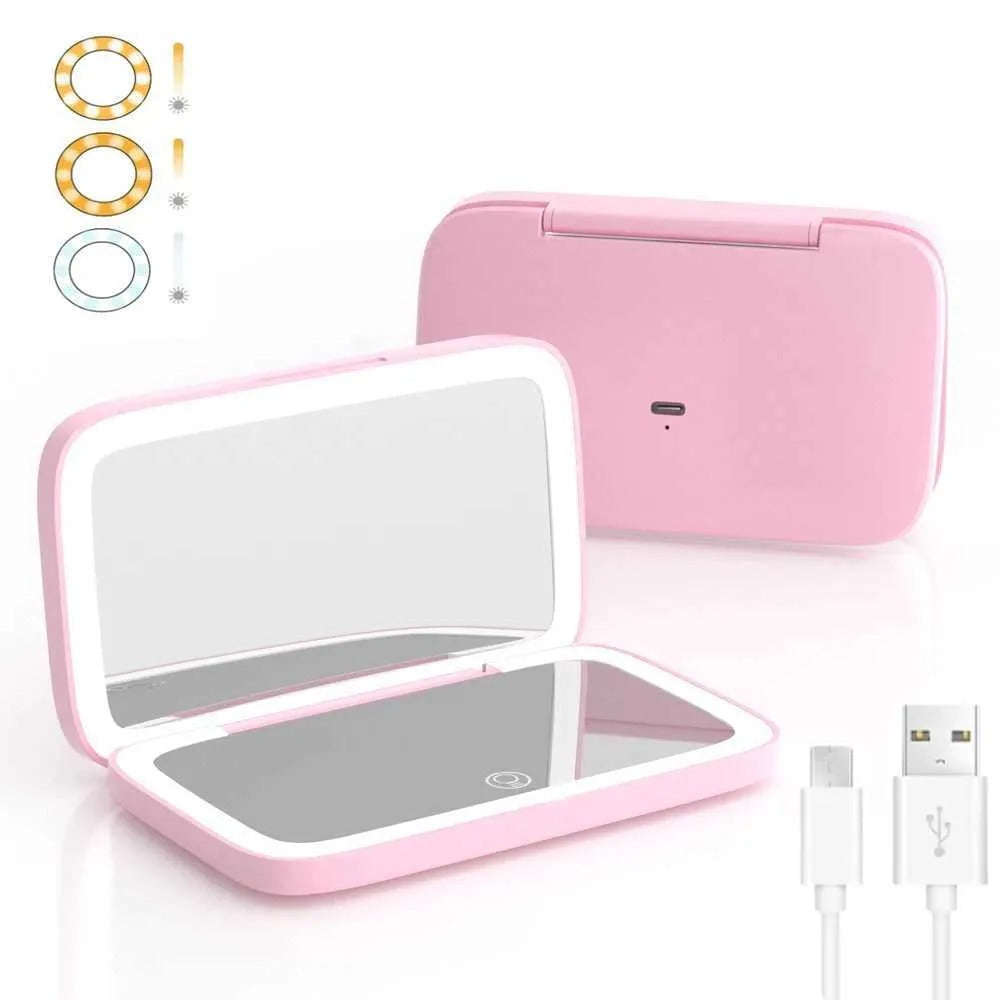 Rechargeable LED Makeup Mirror  DualSided with 5X Magnification - White