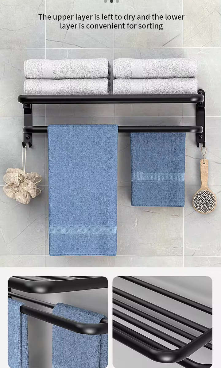 Collapsible Wall Mounted Towel Rack-Grey