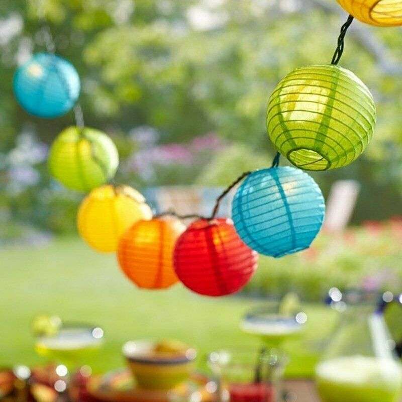 Solar Chinese Lantern String Lights - 5m/Warm White
