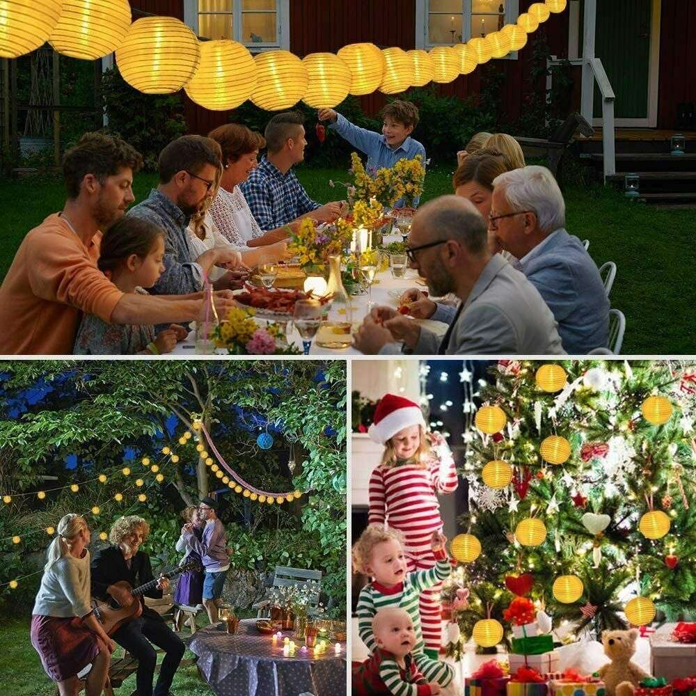 Solar Chinese Lantern String Lights - 5m/Warm White