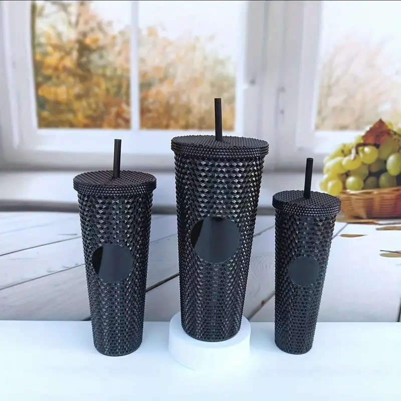 3PC Diamond Studded Super Cool Tumbler Set-Black