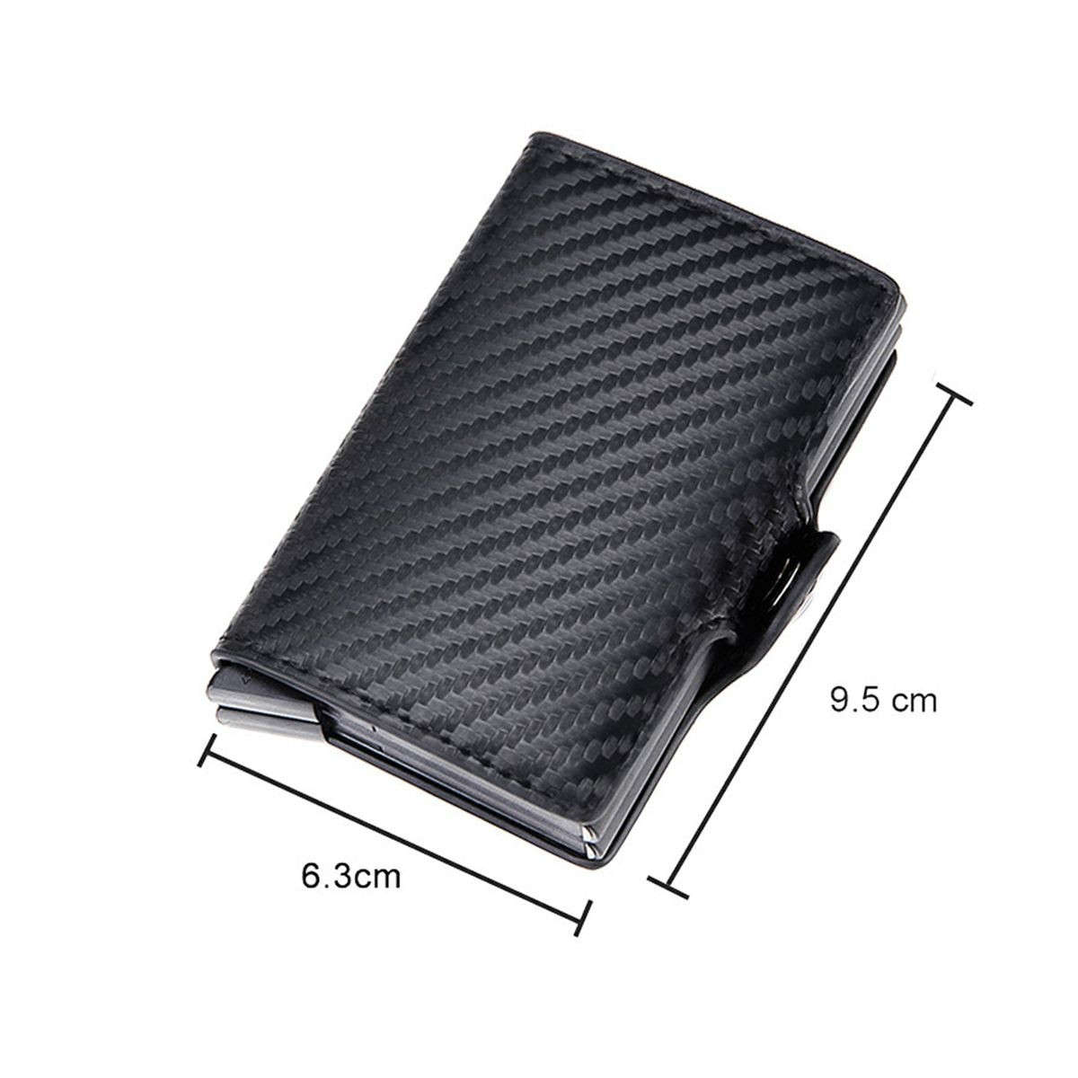 Double Carbon Fiber RFID Pop Up Card Holder Wallet-Black