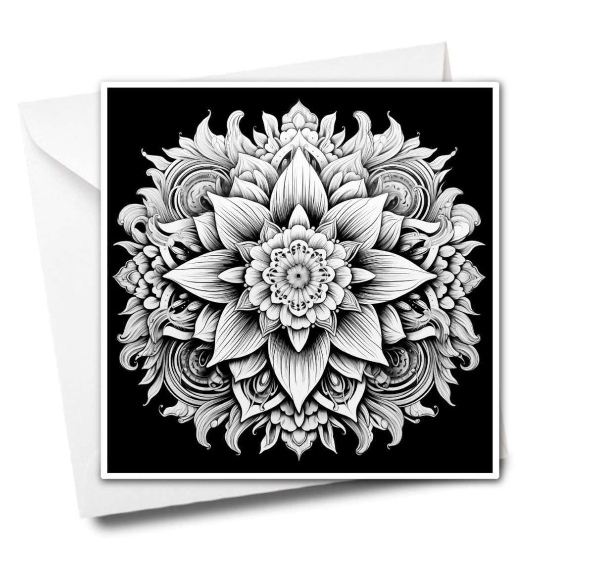 Moody Mandala Colouring Greeting Card - Intricate Mandala Art | iColor