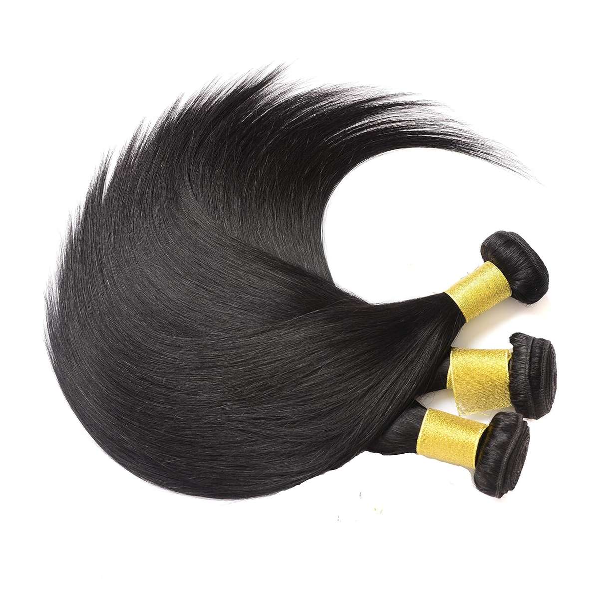 Brazilian Virgin Straight Human Hair Bundle, Closure with Styling Kit