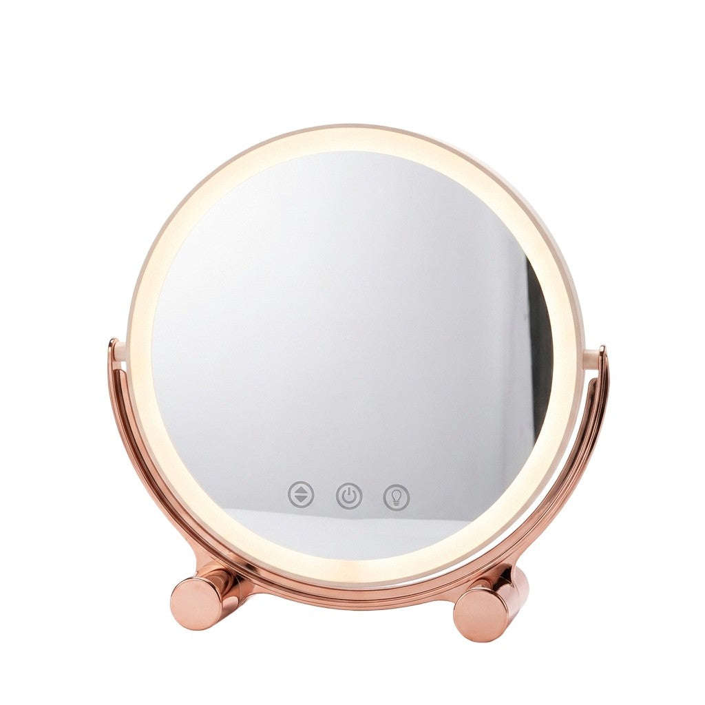 Rotatable Vanity Mirror with LED Lights  3 Color Modes, Stepless Dimming, USB-C Rechargeable