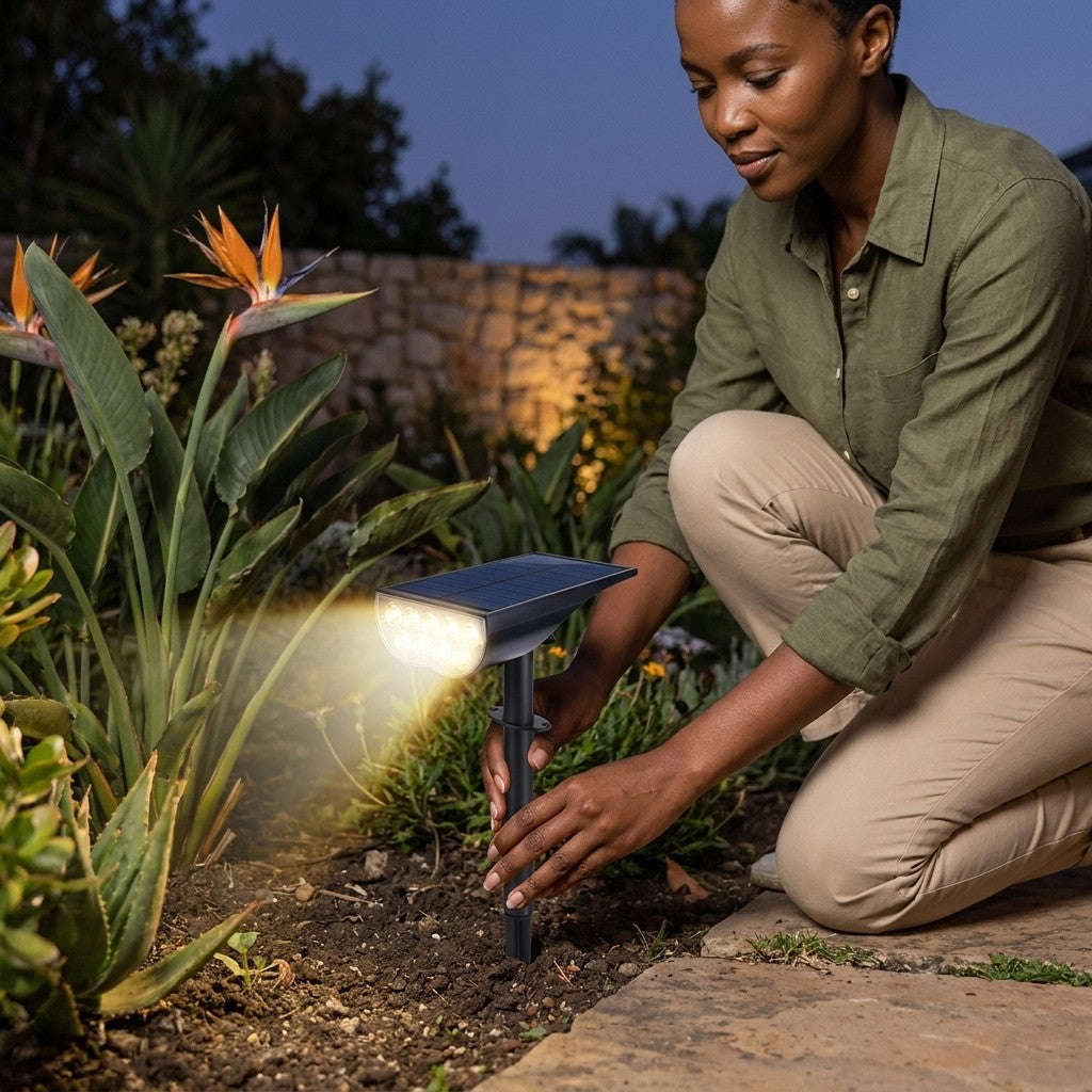 Solar Garden Spotlight  RGB Colour & Warm Light | Outdoor Waterproof