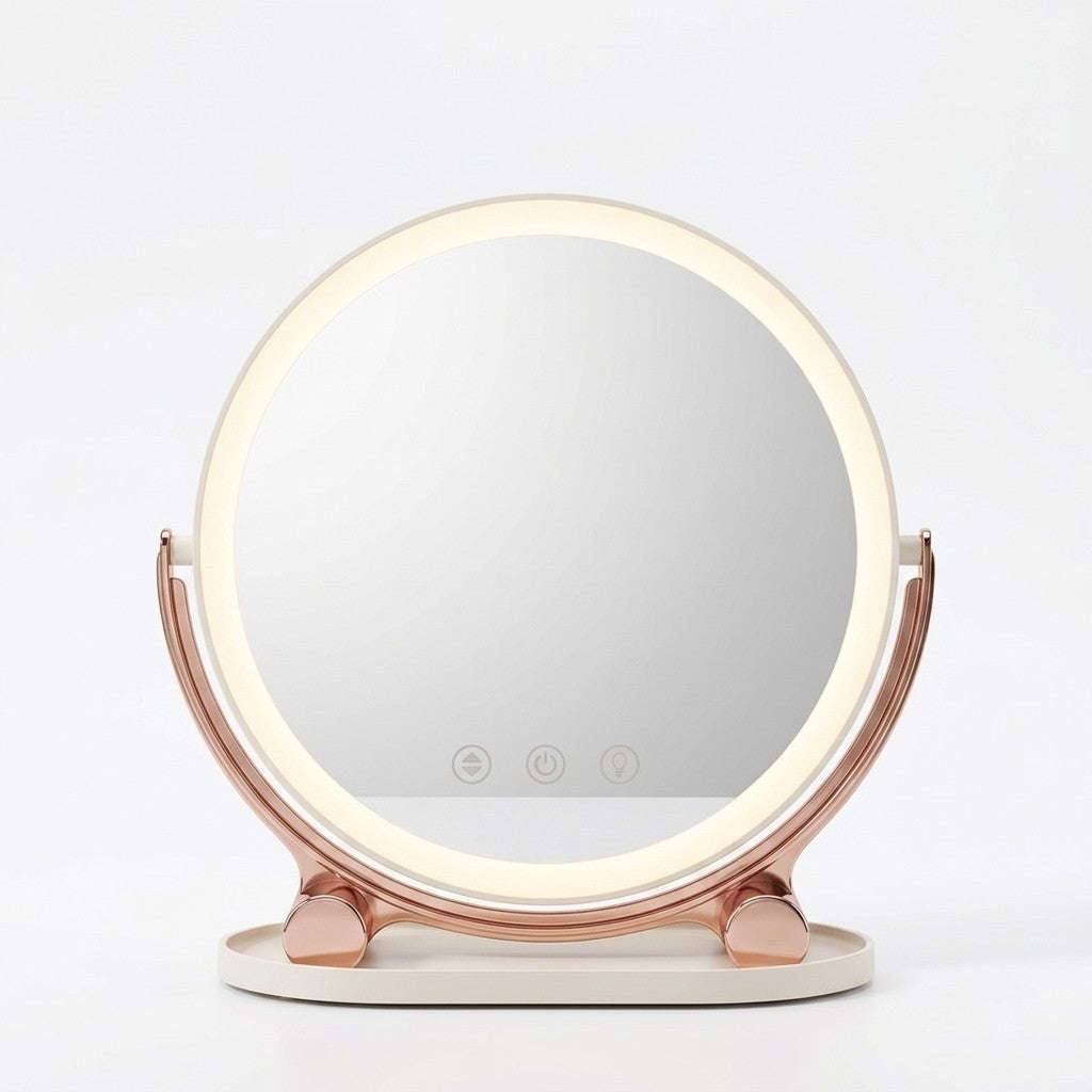 Rotatable Vanity Mirror with LED Lights  3 Color Modes, Stepless Dimming, USB-C Rechargeable