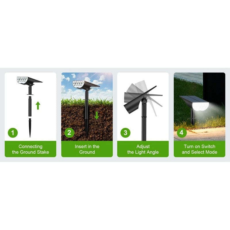 Solar Garden Spotlight  RGB Colour & Warm Light | Outdoor Waterproof