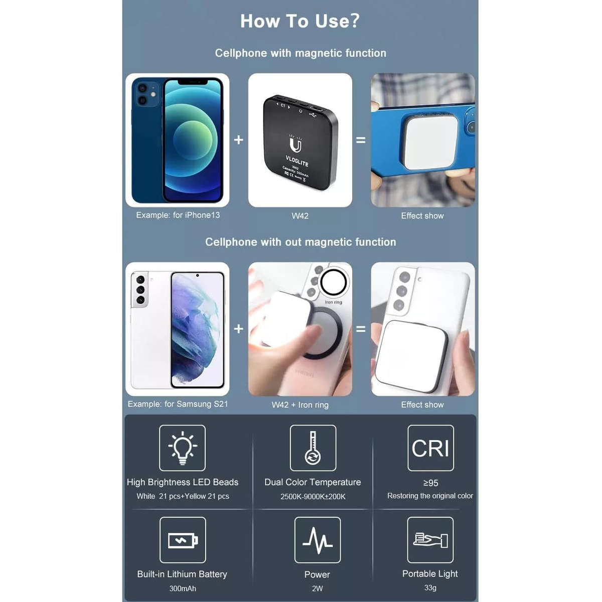 Mobile Selfie Light for iPhone- 2 pack