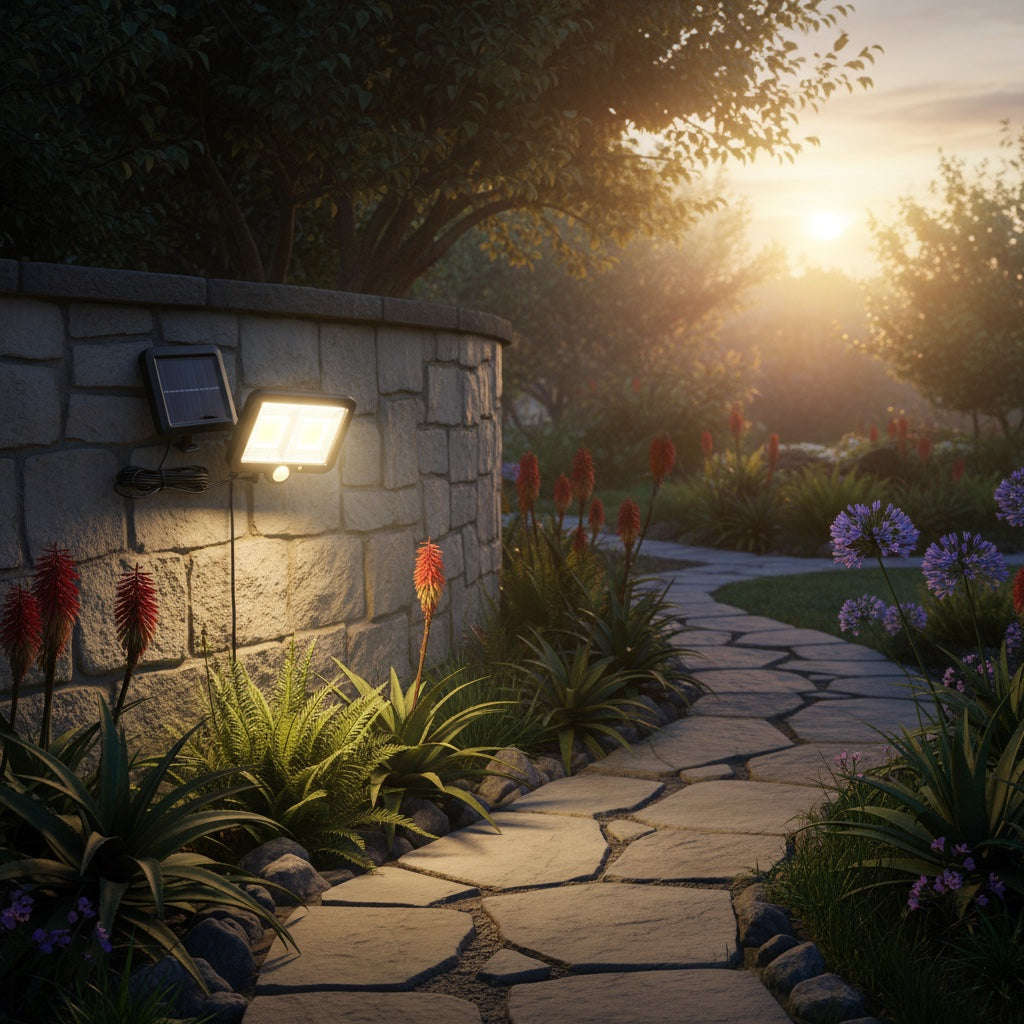 Solar Security Light 2 Pack  Motion Sensor Outdoor Floodlight