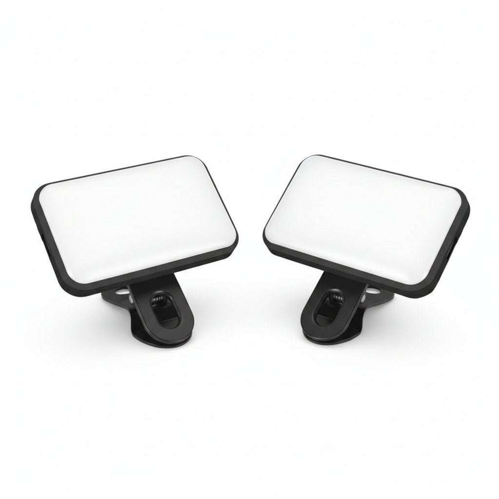 Clip-On Selfie Fill Light 2-Pack | Tri-Color USB Rechargeable for Phone Laptop Live Streaming