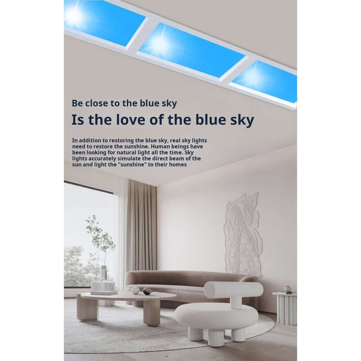 Skylight Recessed Ultra-Thin LED Panel Light  High CRI Natural Daylight, Smart Ceiling Mount
